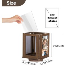 Dönen Resim Çerçeveleri 15,7 x 10,5 cm Çift Ahşap Fotoğraf Çerçevesi Mıknatıslı