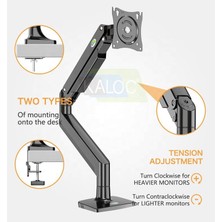 Kaloc DS160 22 "-40" LCD Aluminyum Monitör Tutucu Kol Amortisörlü Vesa Monitör Standı Max 15 kg