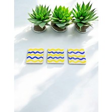 Taraftar Renkli El Yapımı Taş Dekoratif Bardak Altlığı 3"lü Set Renkli Stone Coasters