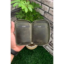 Derije  Deri Fermuarlı Taba Erkek Mini Cüzdan (T260)
