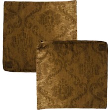 Metalik Bakır Renk Damask Desen 45X45 Kırlent Kılıfı