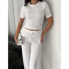 Noa Noa Kabartma Desenli T-Shirt Pantolon Takım