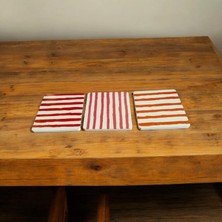 Kare Line El Yapımı Taş Renkli Dekoratif Bardak Altlığı 3"lü Set Renkli Stone Coasters