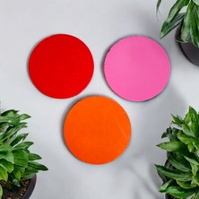Daire Flat El Yapımı Taş Renkli Dekoratif Bardak Altlığı 3"lü Set Renkli Stone Coasters