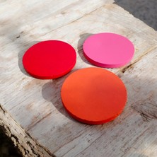 Daire Flat El Yapımı Taş Renkli Dekoratif Bardak Altlığı 3"lü Set Renkli Stone Coasters