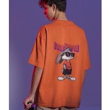 Terzili Giyin I Am Bored Çizgi Karakter Baskılı Oversize  Tişört