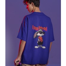 Terzili Giyin I Am Bored Çizgi Karakter Baskılı Oversize  Tişört