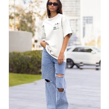 Terzili Giyin Seninle Kahve Içmeye Geliyorum Baskılı Oversize  Tişört