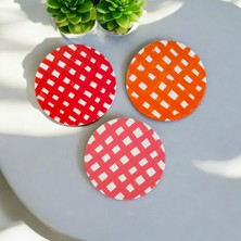 Daire Line El Yapımı Taş Renkli Dekoratif Bardak Altlığı 3"lü Set Renkli Stone Coasters