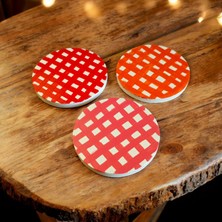 Daire Line El Yapımı Taş Renkli Dekoratif Bardak Altlığı 3"lü Set Renkli Stone Coasters