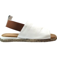 Beety 169.744-2  Soft Deri Nubuk Beyaz Anatomik Kadın Sandalet