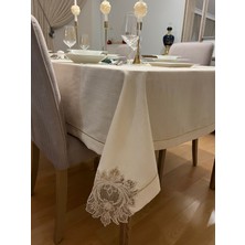 Zeren Home Fransız Dantel ve Piko Sarma Detaylı Dertsiz Çeyiz Salon Masa Örtüsü