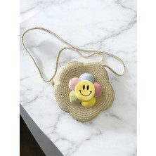 Hasır Papatya Figürlü Çanta Ayarlanabilir Askılı