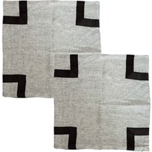 Geometrik Desen 45X45 Ham Keten Kırlent  Kılı