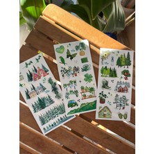 Yeşil Washitape Doğa Ağaç Sticker Seti