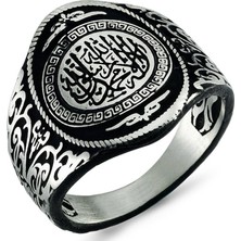 Modasilvers 925 Ayar Gümüş Kelime-İ Tevhid Yazılı Erkek Yüzük