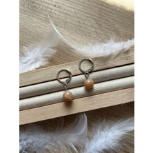 Pel Design 8 mm Güneş Taşı Gümüş Kaplama Halka Küpe