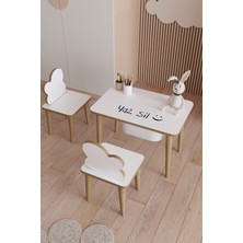 Yüceer Home Çocuk Aktivite Çekmeceli Masa ve Çift Sandalye Yaz Sil Oyun Etkinlik Çalışma Masası Montessori 1 Masa 2 Sandalye 1 Adet Çekmece