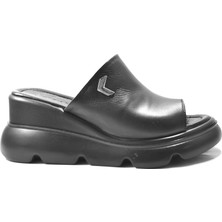 Beety 116.0011  Deri Siyah Dolgu Topuklu Kadın Terlik