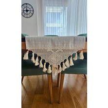El Örgüsü Dantelli Püsküllü Runner Örtü, Buldan Işi Monika Şömen 45X150