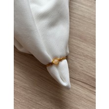 Pel Design Minimal Sarı Kalsit Taşı Ayarlanabilir Tel Yüzük Altın