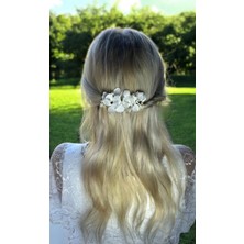Beyaz Ortanca Incili Çiçekli Gelin Saç Aksesuarı Nikah Saç Tarak Toka Topuz Tokası Gelin Tokası