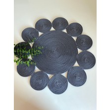 Elçiçek Home Papatya Runner,masa Örtüsü ,decor 50*50 cm  (Antrasit)