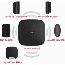 Ajax Hub Kit Kablosuz Alarm Seti Keypad Dış Siren Dahil Siyah