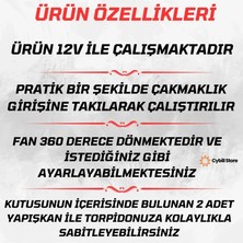 Extra Market Tekli Vantilatör Torpido Üstü 12V Çakmaklık Girişli 360 Derece Ayarlanabilir