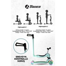 Premium Oturaklı Çocuk Scooter 3 Tekerlekli LED Işıklı Scooter Yükseklik Ayarlı 1-6 Yaş