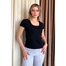 Kadın Kısa Kol Kare Yaka Body 21069