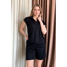Kadın Polo Yaka Gömlek Şort Takım 6127