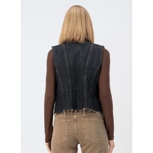 Denim Trip Fitted Slim Fit Koyu İndigo Kadın Jean Yelek