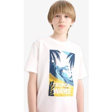 DeFacto Bisiklet Yaka Baskılı Kısa Kollu Tişört Erkek Çocuk F0171A825SM