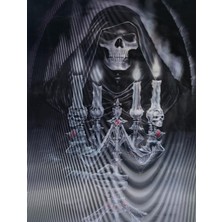 5d Elmas Boyama 3 Farklı Resim Değişenli Halloween Iskelet Tablosu 30 x 40  cm