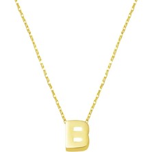 B Harfi 14 Ayar Minimal Kolye KLY2013