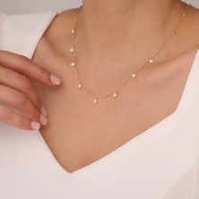 Vaoov 925 Ayar Gümüş İnci Sallantılı Kolye