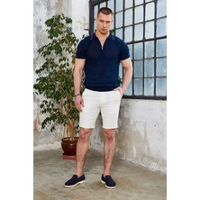 Tena Erkek Beyaz Beli Yarım Lastikli Gold Şort