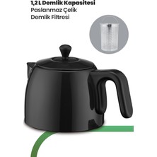 Goldmaster Inoxx Siyah  30 Bardaklık Geniş Kapasiteli  2200 Watt Paslanmaz Çelik Çay Makinesi Ve Su Isıtıcısı