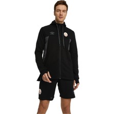 Galatasaray  Lisanslı Kapüşonlu Siyah Fermuarlı Hoodie
