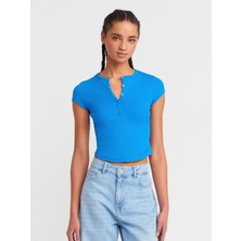 Dilvin 31719 Çıtçıtlı Kısa Kollu Top-Saks