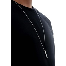 Unisex Çubuk Erkek Kolye Alaşım - Gümüş Renk | A+ Kalite Alaşım | 75 cm Zincir