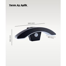 Siyah Sensörlü LED Yarım Ay Aplik 3200K (Sarı Işık)