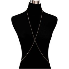 Kadın Mini Top Boncuklu Stylish Vücut Zinciri, Bel Zinciri, Vücut Aksesuarı - Gold