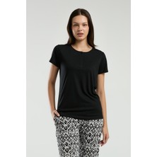 Arnetta Kadın Siyah Kısa Kol Pijama Takım