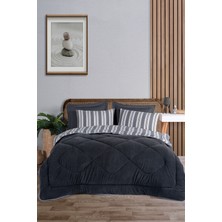 Comfort Set Yeni Nesil Wellsoft Yorganlı 3 Parça Çift Kişilik Soft Line Antrasit