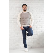 San&fa Yarım Balıkçı Desenli Slimfit Yünlü Triko Kazak