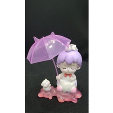 Yağmurlu Gece Masalı Peri Reçine Heykelcik Şemsiyeli 12X9X6CM Yumurta Beyaz Tavşan 1 Adet