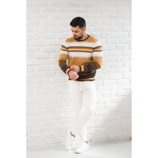 San&fa Bisiklet Yaka Çizgili Slimfit Yünlü Triko Kazak