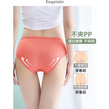 Tufangcod AB04 Orange Süt Ipek Altı Çamaşırları Dikey Çizgiler Güçlü Renk Üçgenin Pantolonları (Yurt Dışından)